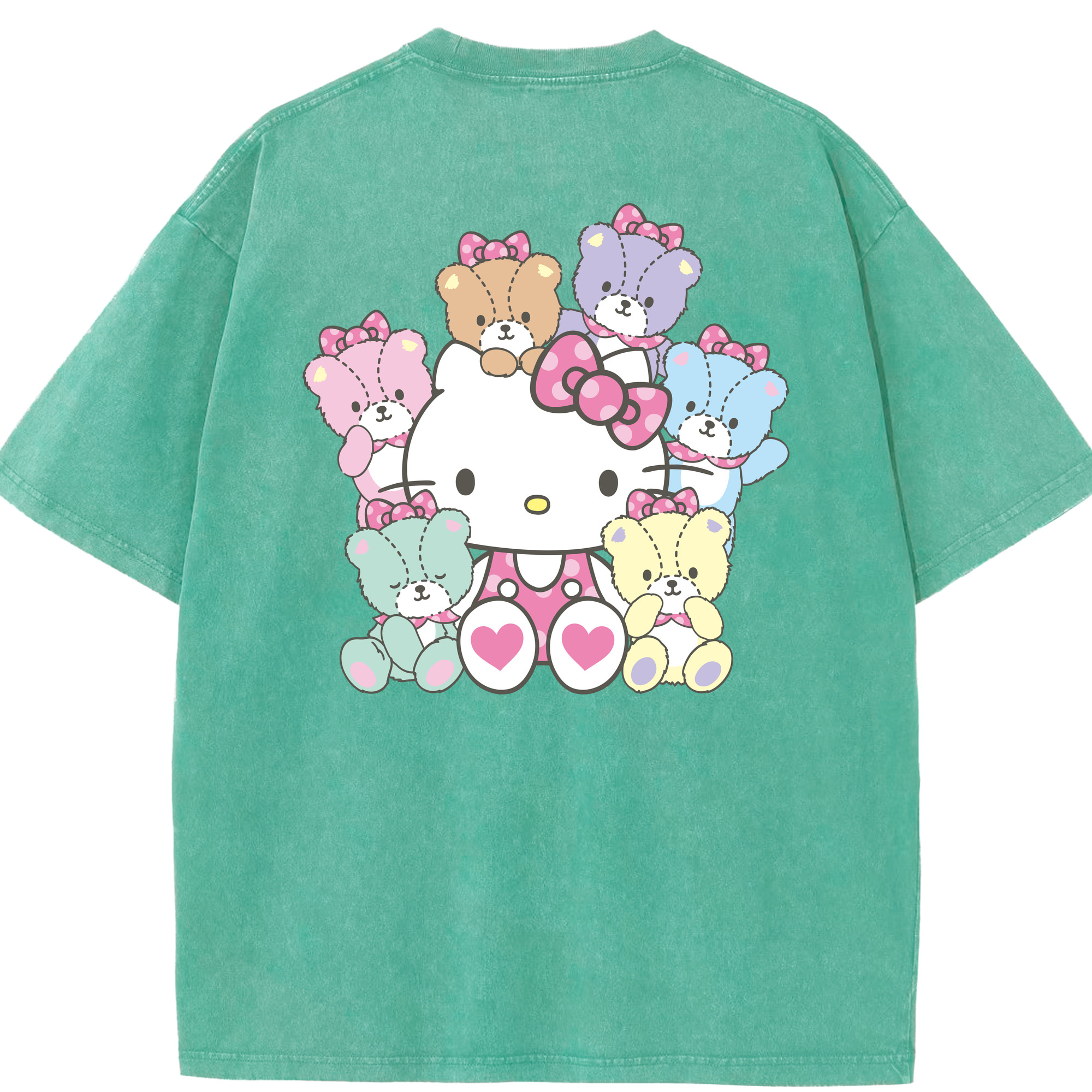 （画像用） Hello Kitty ハローキティ 綿100% ヴィンテージ風 半袖Tシャツ（背面プリント）